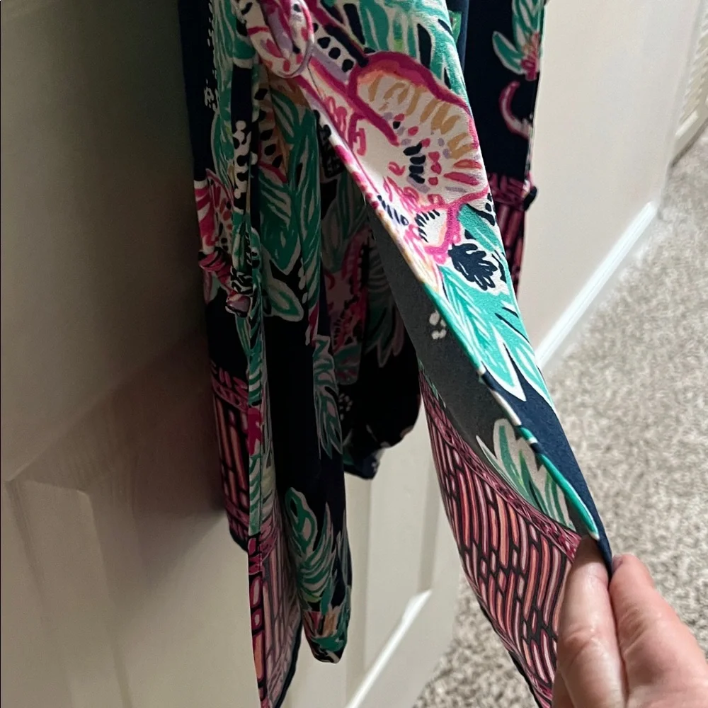 Lilly Pulitzer Navy Dress with Pink and Green Floral Design - Picture 3 of 3